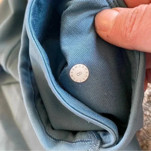 Lululemon Train Times 7/8 Blue Charcoal Leggings Mesh Calf Panels Yoga Pants: 8 - Picture 9 of 13